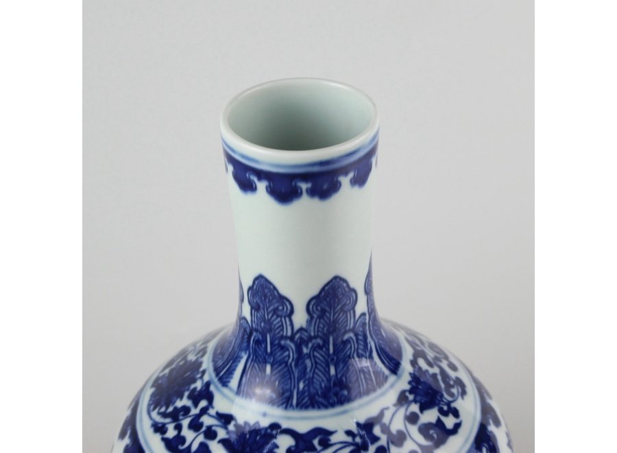 Vaso Cinese Porcellana Lotus Blu Bianco D20xH30cm