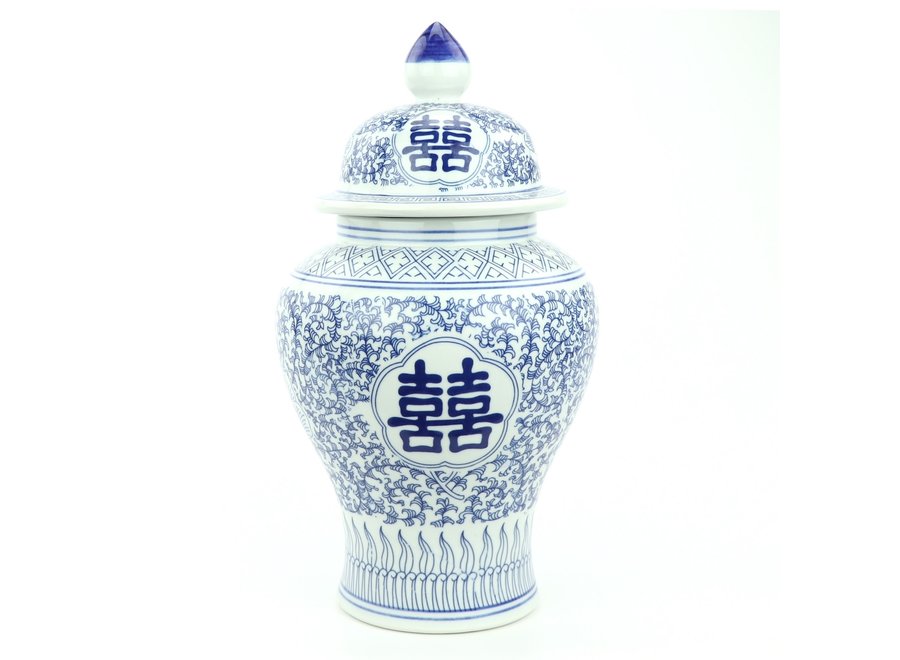 Ginger Jar Cinese Porcellana Blu Bianco Double Happiness D22xH40cm