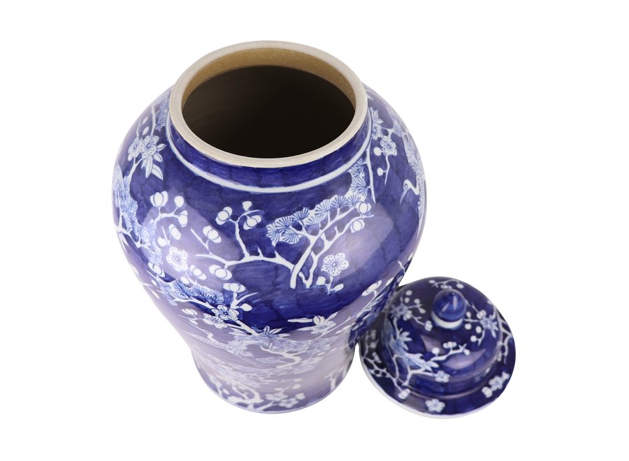 Ginger Jar Cinese Fiori Blu Dipinto a Mano D34xH60cm