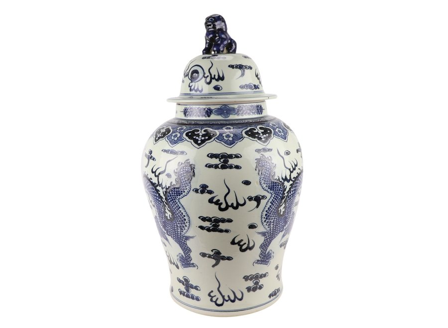 Fine Asianliving Ginger Jar Cinese Drago Blu Dipinto a Mano D34xH65cm