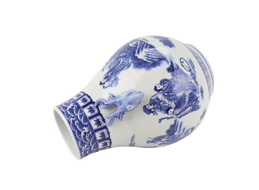 Jarrón Chino de Porcelana  Azul Blanca D21xAlto29cm