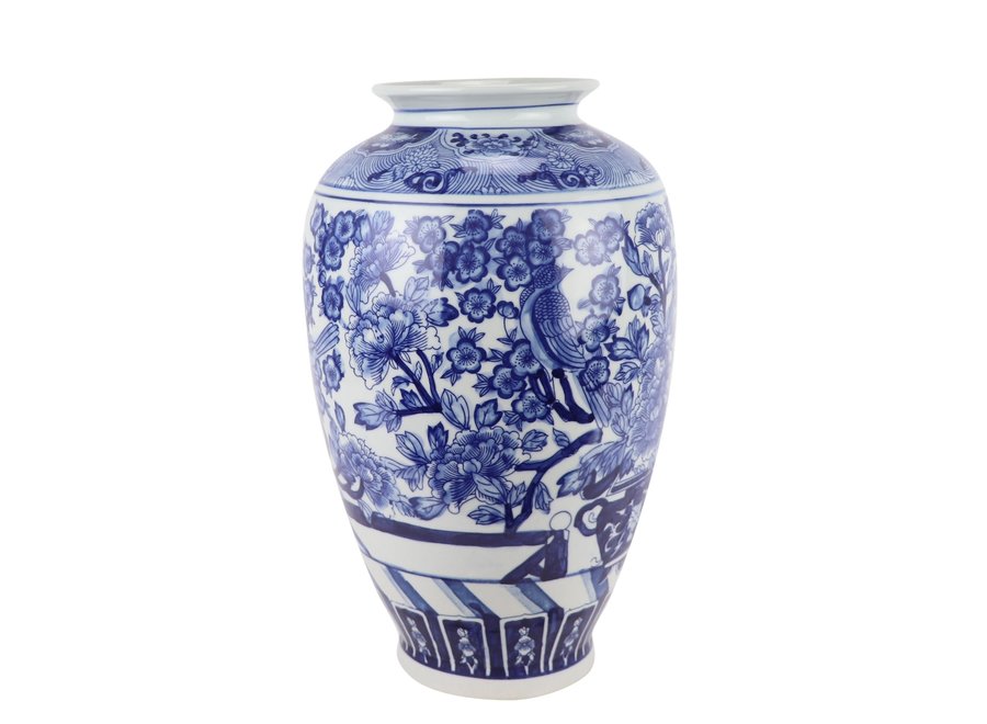 Vaso Cinese Porcellana Blu Bianca D23xH37cm