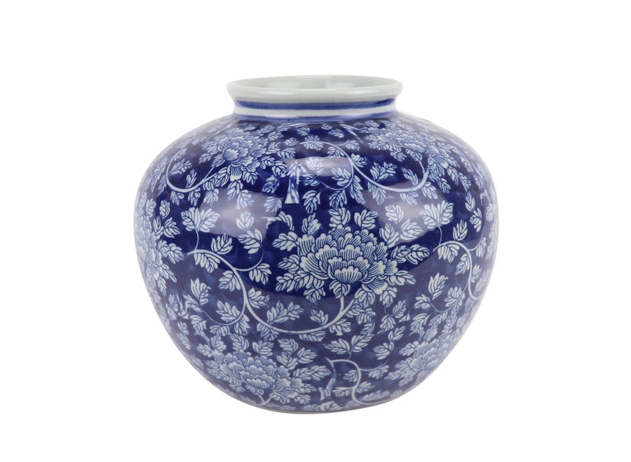 Vase Chinois Bleu Blanc Porcelaine D23xH20cm