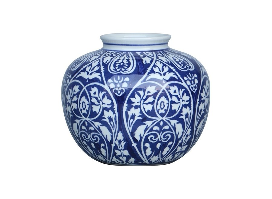 Vaso Cinese Porcellana Blu Bianca D23xH20cm