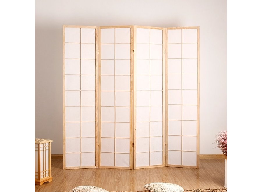 Biombo Japonés A180xA180cm 4 Paneles Shoji Papel de Arroz Natural Separador