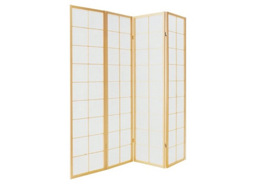 Paravent Japonais L180xH180cm 4 Panneaux Shoji Papier de Riz Naturel