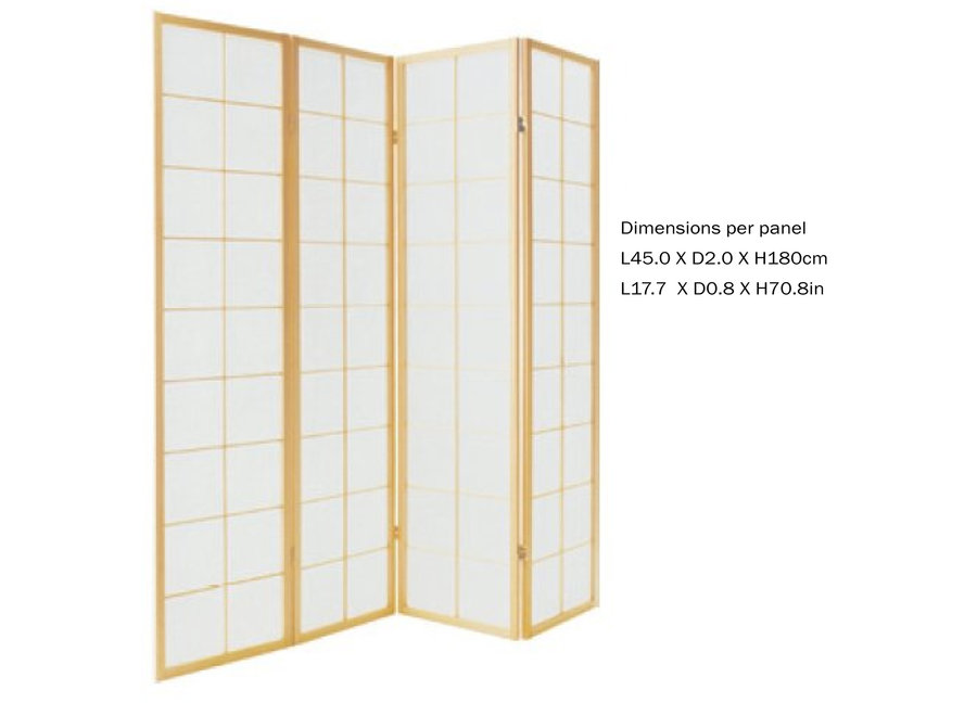 Japanese Room Divider 4 Panels W180xH180cm Privacy Screen Shoji Rice-paper Natural