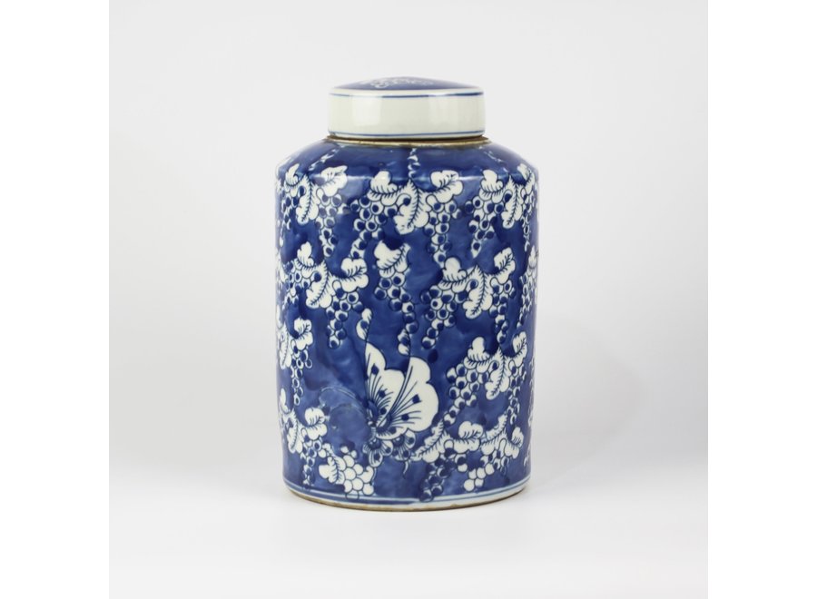 Pot à Gingembre Chinois Bleu Blanc Porcelaine Papillons D19xH29cm