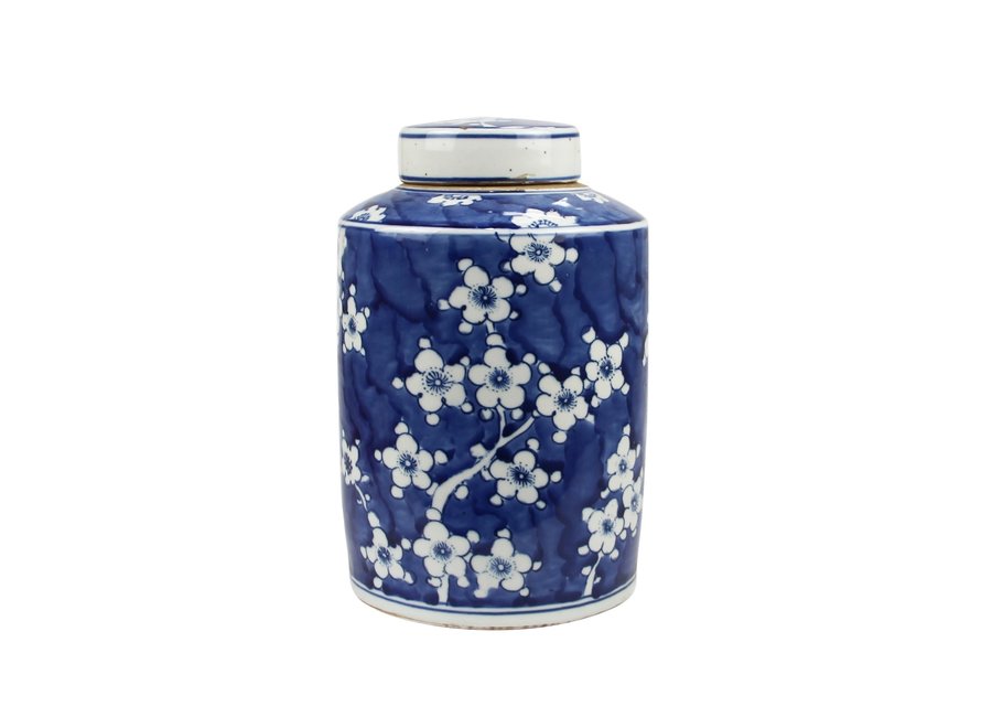 Ginger Jar Cinese Fiori di Porcellana Blu Bianco D19xH29cm