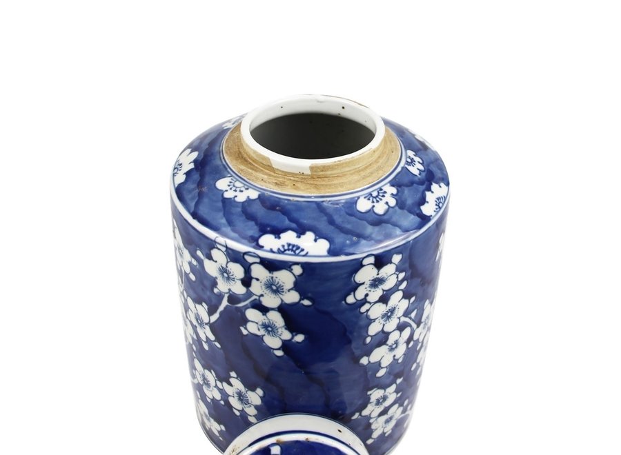 Chinese Ginger Jar Blue White Porcelain Blossoms D19xH29cm