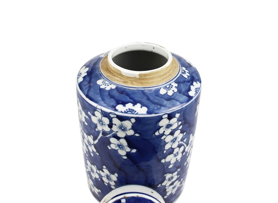 Tarro de Jengibre Chino Templo Porcelana Flores Azul Blanca D19xAlto29cm