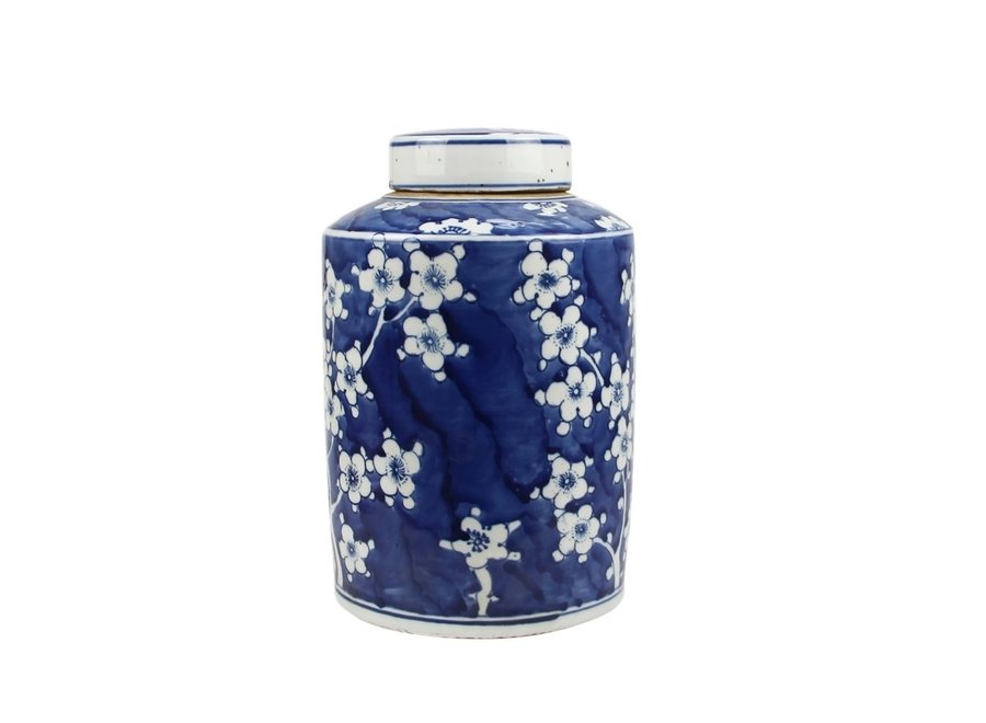 Chinese Ginger Jar Blue White Porcelain Blossoms D19xH29cm