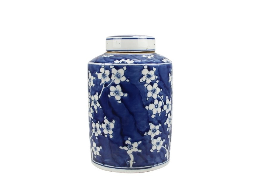 Fine Asianliving Tarro de Jengibre Chino Templo Porcelana Flores Azul Blanca D19xAlto29cm