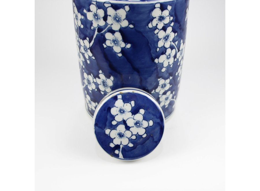 Pot à Gingembre Chinois Porcelain Bleu Blanc Fleurs D19xH29cm