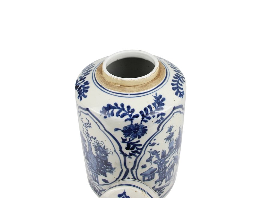 Pot à Gingembre Chinois Poterie Porcelaine Bleu Blanc D19xH29cm