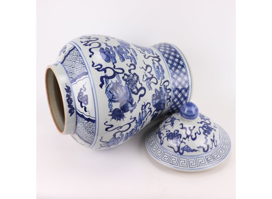 Pot à Gingembre Chinois Bleu Blanc Porcelaine Peint À La Main Qilun D29xH46cm