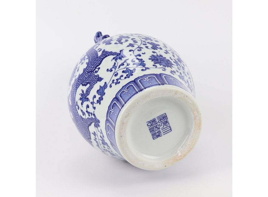 Chinese Vase Blue White Porcelain Dragon D18xH33cm