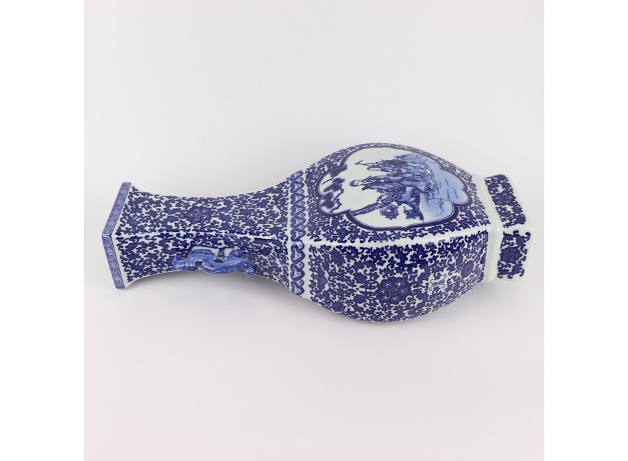 Chinese Vase Blue White Porcelain Scenery D15xH45cm