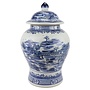 Ginger Jar Cinese Scenario Di Porcellana Bianca Blu D29xH48cm