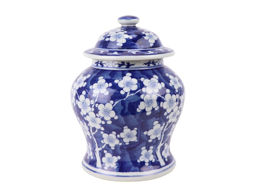 Chinese Ginger Jar Blue White Blossoms D18xH24cm