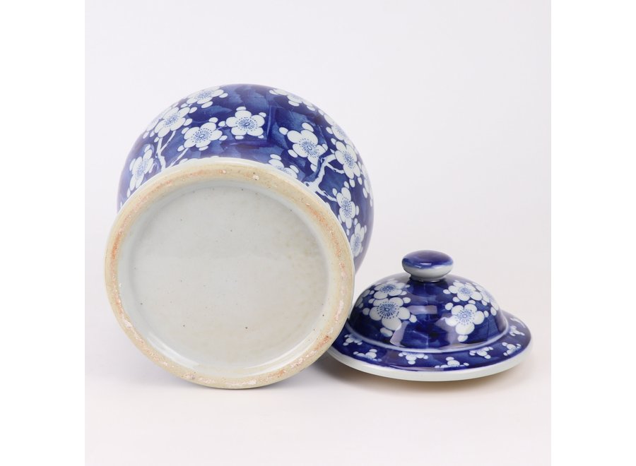 Pot à Gingembre Chinois Bleu Blanc Porcelaine Fleur D18xH24cm