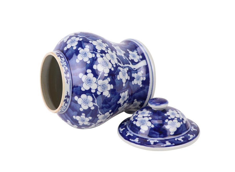 Pot à Gingembre Chinois Bleu Blanc Porcelaine Fleur D18xH24cm