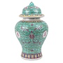 Ginger Jar Cinese Porcellana Verde Wan Shou Wu Jiang Longevità D20xH35cm