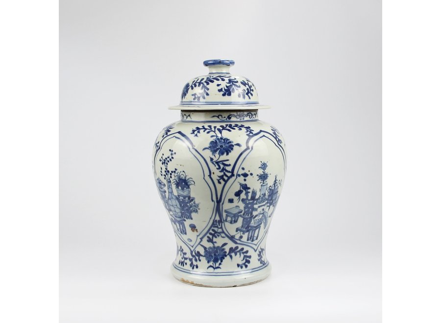 Fine Asianliving Chinese Ginger Jar Blue White Porcelain Handpainted Pottery D26xH40cm