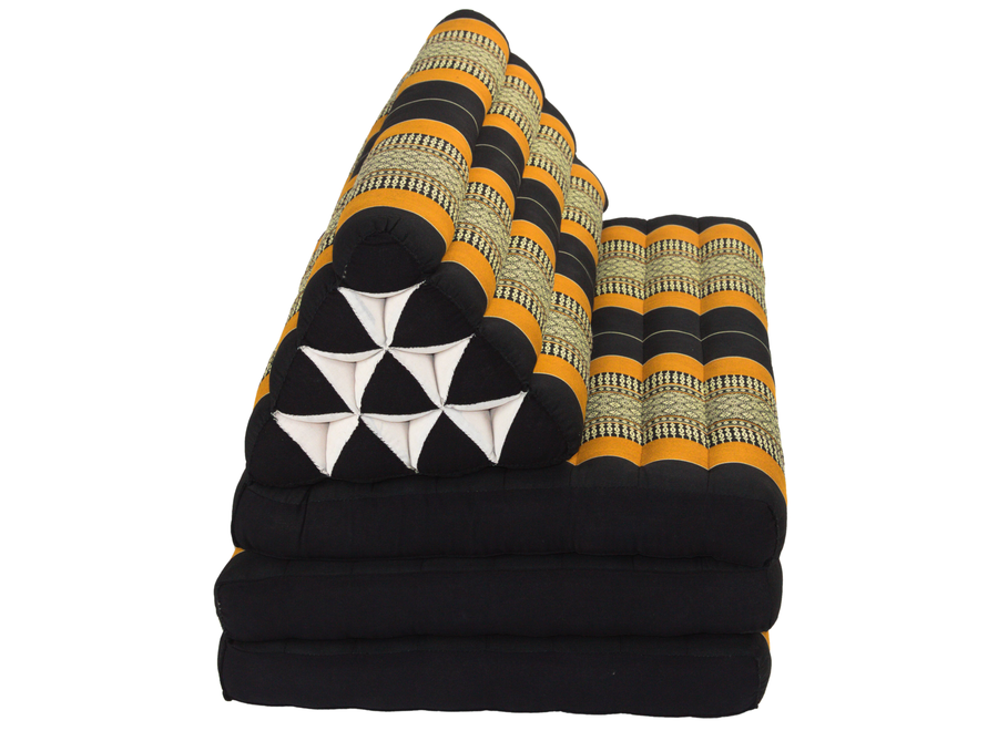 Colchón Tailandés de 3 Pliegues con Cojin Triangular Plegable 80x190x7cm XXXL Negro Orange