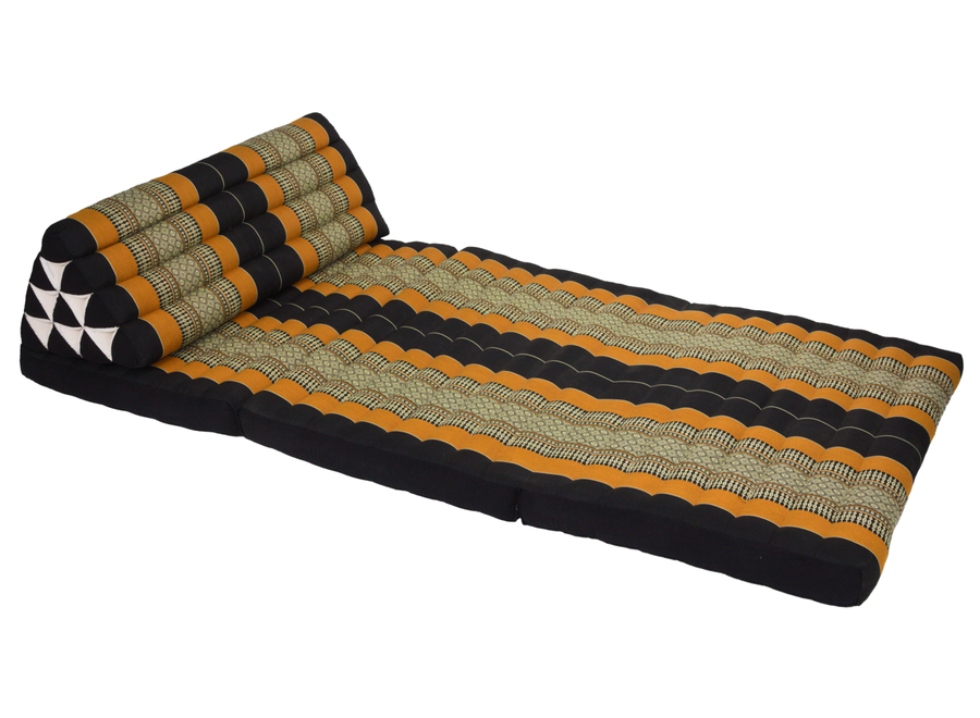 Thaikissen Dreieckskissen 3 Auflagen XXXL Kapok 80x190x7cm Schwarz Orange