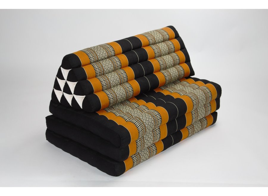 Coussin Thaïlandais Triangulaire Matelas 3 Parties XXXL 80x190x7cm Noir Orange