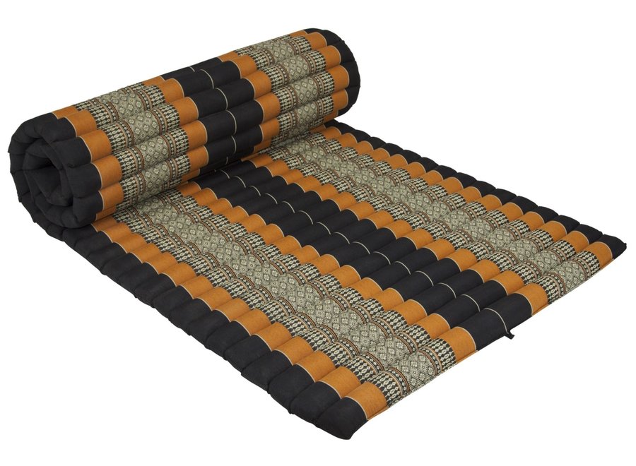 Matelas Thaï Enroulable en Coton et Kapok - 78x190cm - Noir Orange