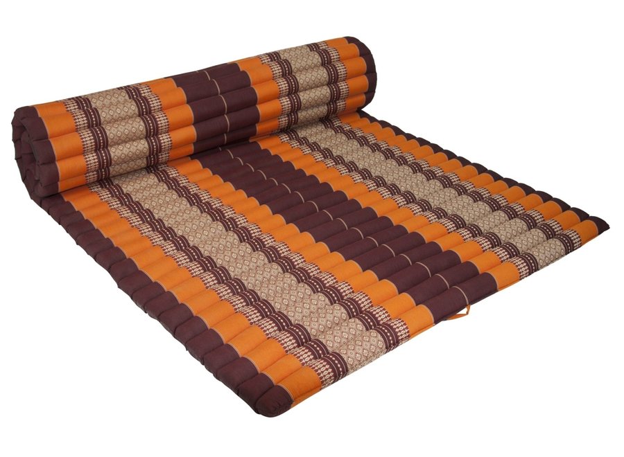 Matelas Thaï Enroulable en Coton et Kapok - 100x200cm - Rouge Orange