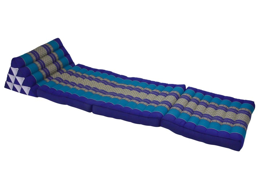 Coussin Thaï Triangulaire avec Matelas 3 Parties - 52x180cm - Océan Bleu