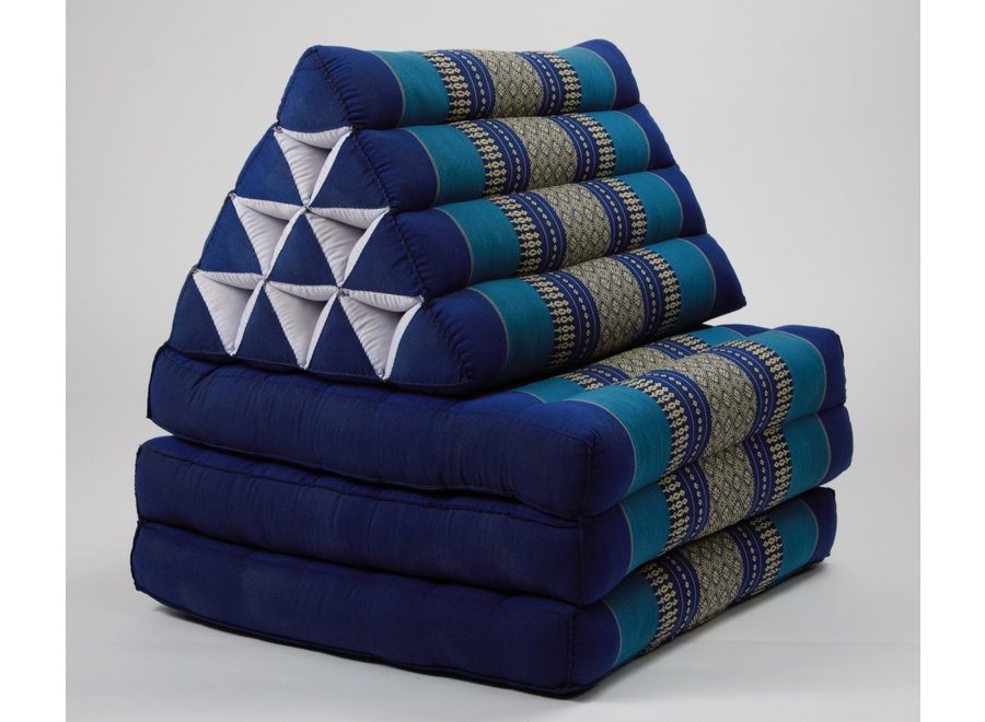 Colchón Tailandés de 3 Pliegues con Cojín Triangular Plegable Océano Azul