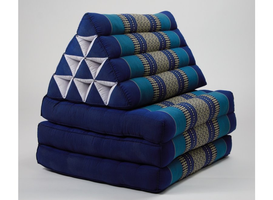 Coussin Thaï Triangulaire avec Matelas 3 Parties - 52x180cm - Océan Bleu