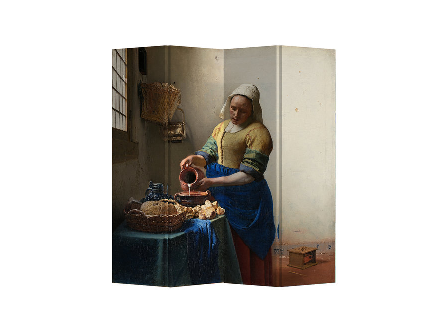 Fine Asianliving Divisorio 4 pannelli The Milkmaid Vermeer L160xH180cm