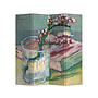 Room Divider Privacy Screen 4 Panels W160xH180cm Van Gogh Blossoming Almond Branch in a Glass with a Book 1889