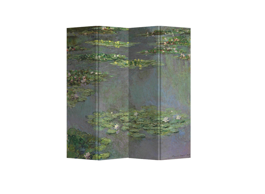 Paravento Divisori Tela 4 Pannelli Pieghevole Separatore Water Lilies Claude Monet L160xH180cm