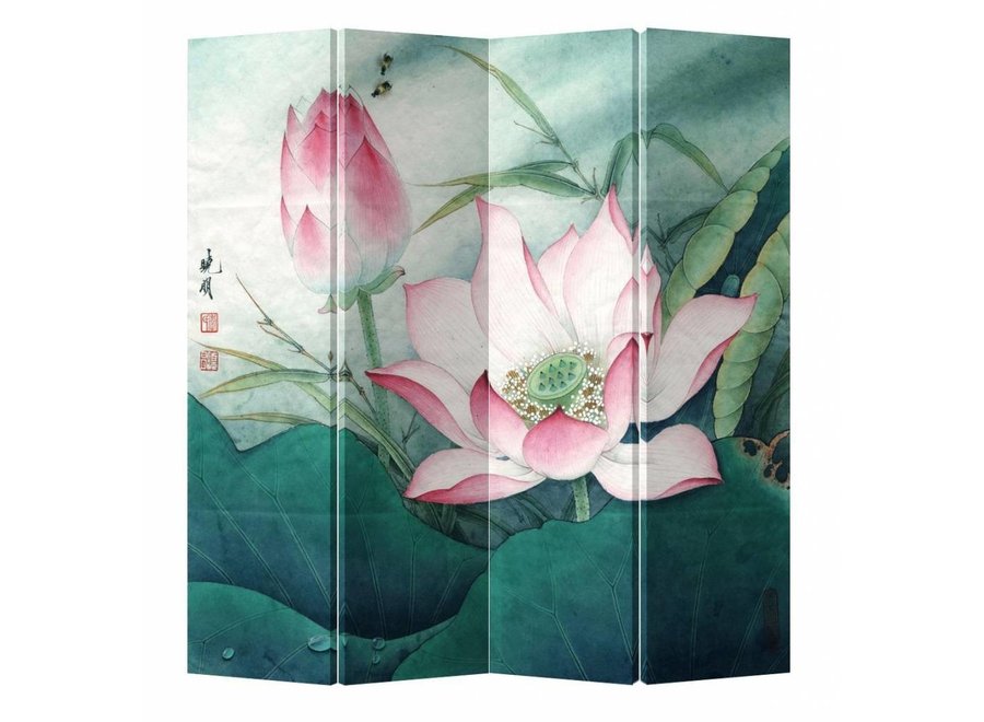 Paravent Chinois L160xH180cm Cloison Amovible Séparateur de Pièce des Deux Côtés