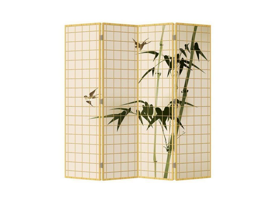 Paravent Japonais Japonais L160xH180cm 4 Panneaux Bambou Naturel