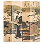 Paravento Giapponese Separè L160xA180cm Kimono Calligrafia Kiyonaga