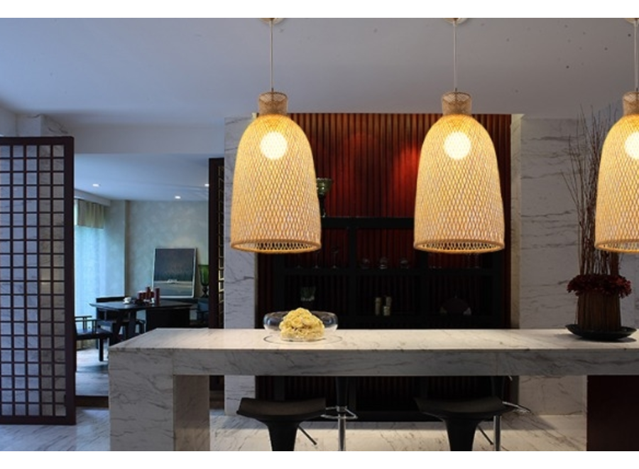 Lámpara Colgante de Bambú Hecha a Mano - Paisley D30xH55cm