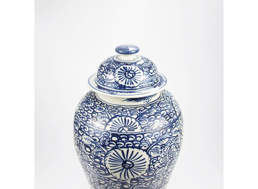 Pot à Gingembre Chinois Bleu Blanc Porcelaine Peint À La Main D27xH47cm