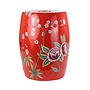 Tabouret Céramique Chinois Porcelaine Paon Rouge D33xH45cm