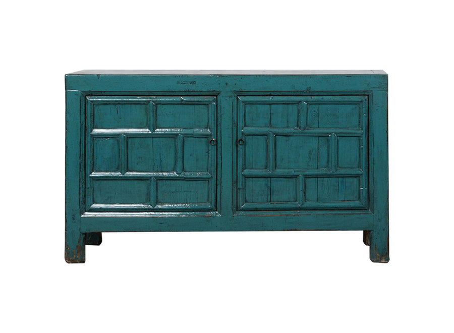 Antique Chinese Sideboard Teal Glossy W148xD40xH85cm