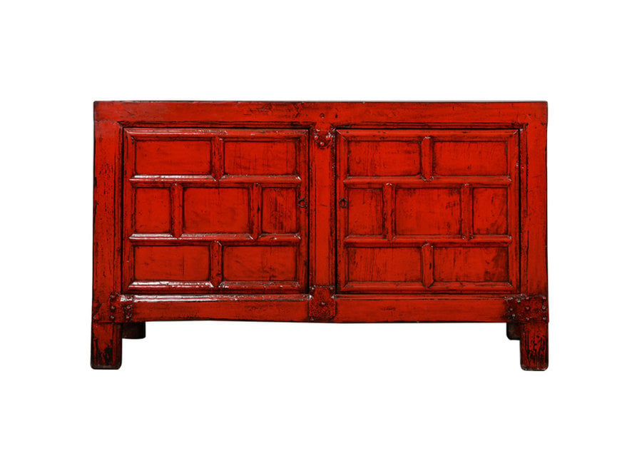 Antique Chinese Sideboard Red Glossy W142xD40xH84cm