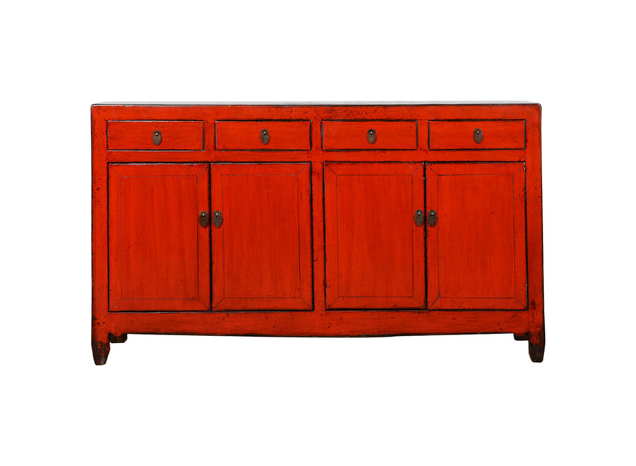 Aparador Chino Antiguo Rojo Alto Brillo An152xP40xAl88cm