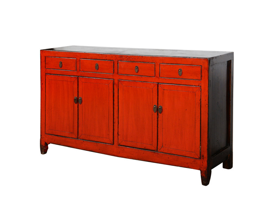 Credenza Cinese Antica Rossa Lucida L152xP40xA88cm