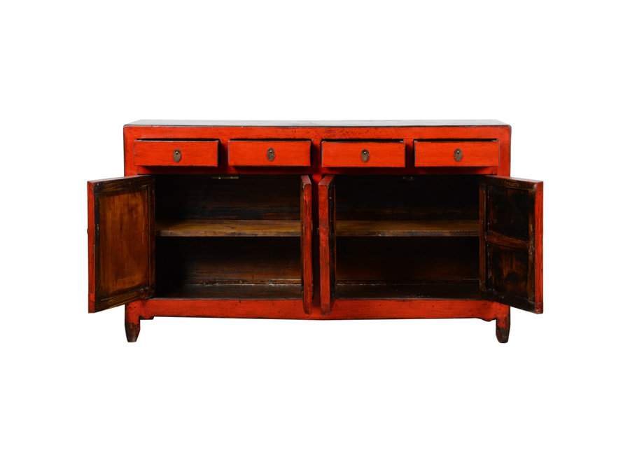 Antikes Chinesisches Sideboard Rot Hochglanz B152xT40xH88cm